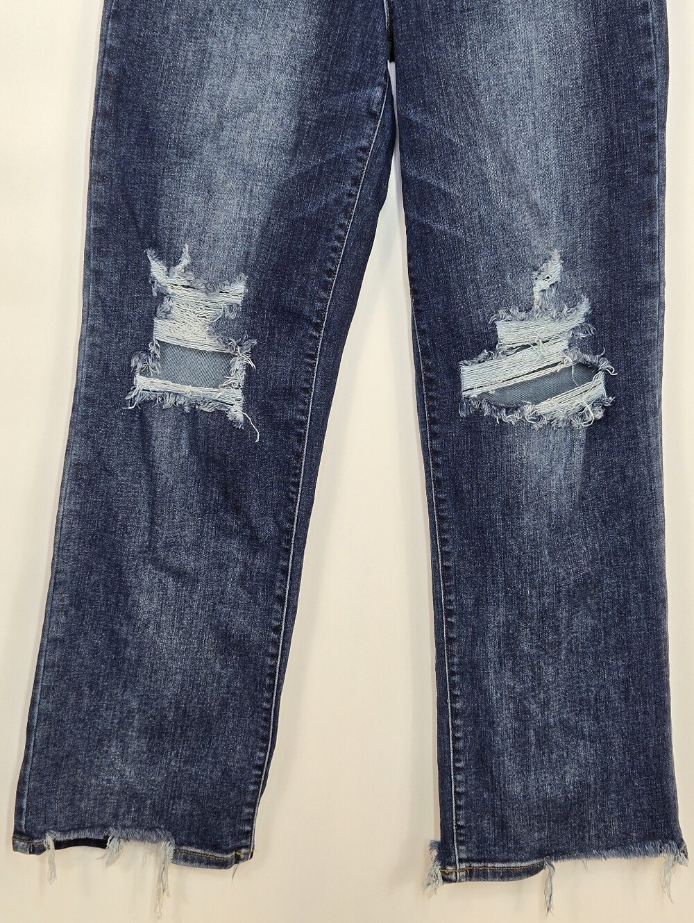 Judy Blue High Waist 90's Knee Destroy Straight Leg Jeans Dark Wash Stretch 9 29 - Picture 4 of 10